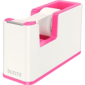Plakbanddispenser Leitz WOW, ergonomisch, voor plakbandrollen met B 19 mm x L 33 m, incl. plakband, recyclebaar ABS-kunststof, wit/roze