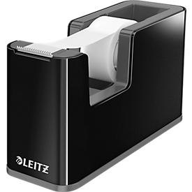 Plakbanddispenser Leitz WOW, ergonomisch, voor plakbandrollen met B 19 mm x L 33 m, incl. plakband, recyclebaar ABS-kunststof, zwart/zwart