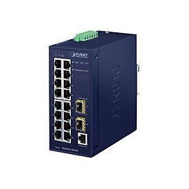 PLANET IGS-4215-16T2S - Switch - managed - 16 x 10/100/1000 + 2 x Gigabit SFP - an DIN-Schiene montierbar, wandmontierbar - AC 24 V / DC 12