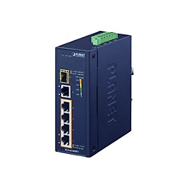 PLANET IGS-614HPT - Switch - unmanaged - 4 x 10/100/1000 (PoE+) + 1 x 10/100/1000 + 1 x 1000Base-X SFP - an DIN-Schiene montierbar, wandmontierbar - PoE+ (120 W)