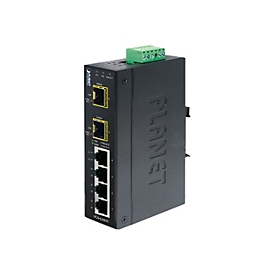 PLANET IGS-620TF - Switch - unmanaged - 4 x 10/100/1000 + 2 x Gigabit SFP - an DIN-Schiene montierbar - Gleichstrom