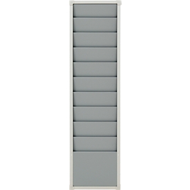 Planificateur d'atelier Eichner, 1 voie, 10 rails, pour jusqu'à 10 pochettes de commande au format A4, L 315 x H 1282 mm, plastique, gris
