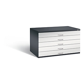 Planschrank aus Stahl, für Formate bis DIN A0, 5 Schubladen