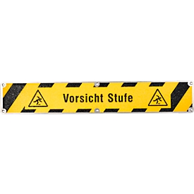 Plaque antidérapante, 110 x 660 mm, noir/jaune, « Vorsicht Stufe » (« Attention à la marche »)
