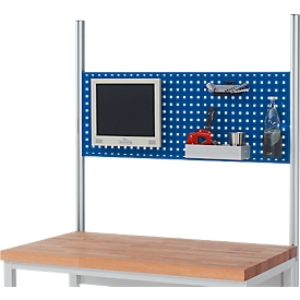 Plaque perforée Rau pour systèmes de postes de travail réglables en hauteur série E, perforation système 4 pans, L 1200 x P 40 x H 450 mm, jusqu'à 30 kg