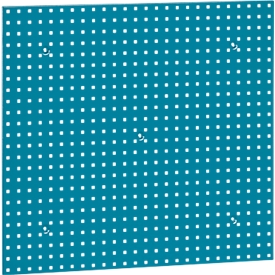 Plaque perforée WFI, montage mural, dimensions des trous 9 x 9 mm &amp; distance entre les trous 38 mm, L 988 x H 910 mm, tôle d'acier, bleu azur RAL 5009