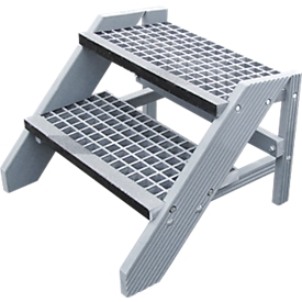 Plastic ladder in assembly kit, with grating steps, 2 steps