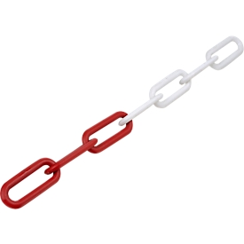 Plastic link chain, Ø 8 mm, red/white, 50 m