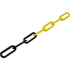 Plastic link chain, Ø 8 mm, yellow/black, 50 m