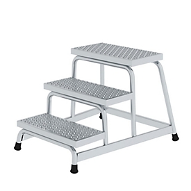 Plate-forme de travail Munk, aluminium, construction tubulaire soudée, marches R 13, surface de marche 550 x 300 mm, max. 150 kg, 3 marches 