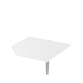 Plateau angulaire système CAD ERGO-T 2.0, avec pied support, L 1200 x P 1200/800 x H 718-898 mm, blanc/aluminium blanc