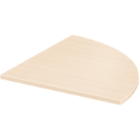 Plateau d'angle modulaire, 90° arrondi, l. 800 x P 800 mm, érable