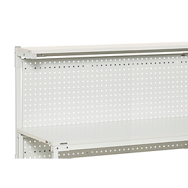 Plateau perforé RL120 pour tables de travail Treston TPH, L 1115 x H 750 mm, charge admissible 50 kg, acier gris clair