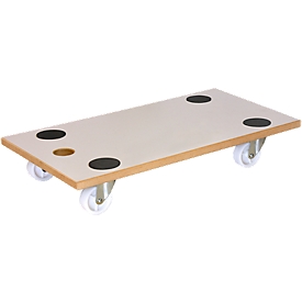 Plateau roulant Wagner MM 1319, MDF, L 575 x L 300 mm, Ø roulettes 63 mm, avec trou de transport, capacité 200 kg