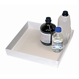 Plateau standard pour les armoires de sécurité asecos des séries Q30, Q90, S90 &amp; K90, en tôle d'acier, gris clair, L 442 x P 457 x H 70 mm, 11,5 l, jusqu'à 150 kg
