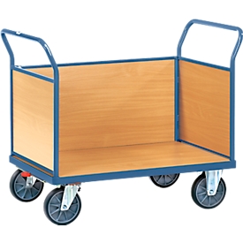 Plateauwagen met 3 wanden, 1000 x 600 mm