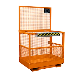 Plateforme élévatrice Bauer MB-B, 2 personnes/300kg, accueil d’un chariot élévateur à fourche du grand côté, orange RAL 2000
