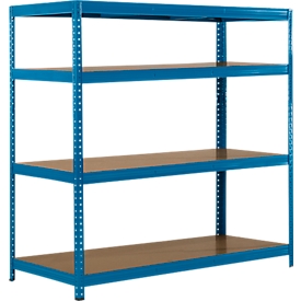 Plug-in shelving for long-span shelving, complete shelving, 4 shelves, W 1500 x D 800 x H 1600 mm