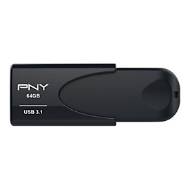 PNY Attaché 4 - 64 Go - USB Type-A - 3.2 Gen 1 (3.1 Gen 1) - 80 Mo/s - Sans capuchon - Noir