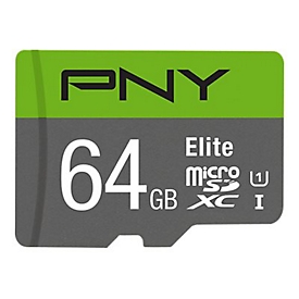 PNY Elite - 64 Go - MicroSDXC - Classe 10 - UHS-I - 100 Mo/s - Class 1 (U1)