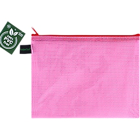 Pochette à fermeture éclair FolderSys, A5, épaisseur 0,20 mm, L 254 x H 200 mm, film sans PVC, rouge-transparent