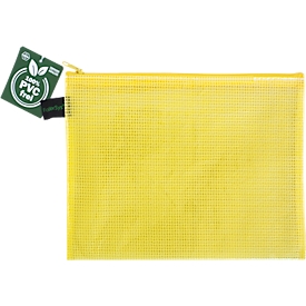 Pochette à fermeture éclair FolderSys, épaisseur 0,20 mm, A5, L 254 x H 200 mm, film sans PVC, jaune-transparent