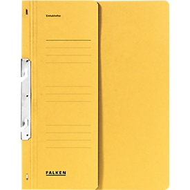 Pochette à reliure à crochets FALKEN, format A4, demi-rabat, 1 p., jaune