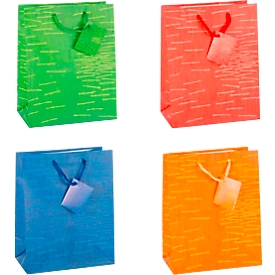 Pochette cadeau Laura, moyen, 18 x 10 x 23 cm, indéchirable, lot de 12, couleurs assorties
