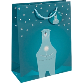 Pochette cadeau Noël Sigel 'Polar Bear', 5 pièces, L 260 x H 330 mm, papier, pétrole