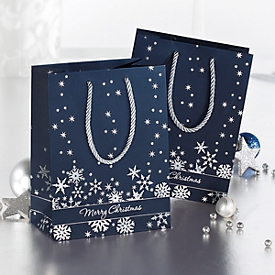 Pochette cadeau Silver Snowflakes, 175 x 230 x 100 mm, 3 p.