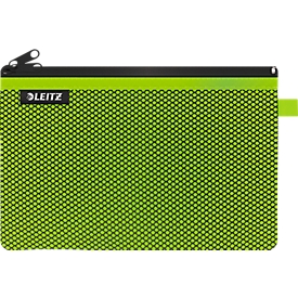Pochette Leitz WOW Traveller à fermeture éclair, pochette transparente en filet et compartiment opaque, taille L, vert