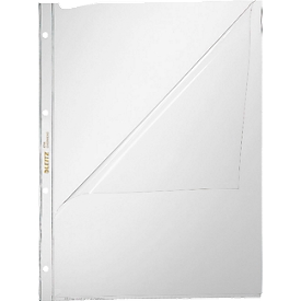 Pochette perforée 4744 LEITZ, format A4, ouverture sur le dessus et à gauche, 10 p., transparent, transparent