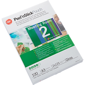 Pochettes à plastifier Peel'nStick Pouch GBC®, autocollant, format A3, 100 p.