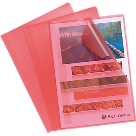Pochettes coin Exacompta, format A4, nervuré, 100 p., rouge