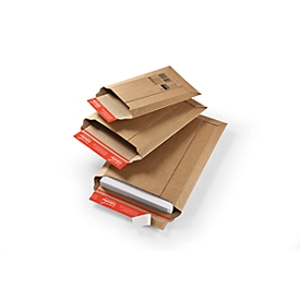 Pochettes d'expédition avec fermeture autocollante, carton ondulé, DIN B4, 290 x 400 mm, brun, 100 pièces