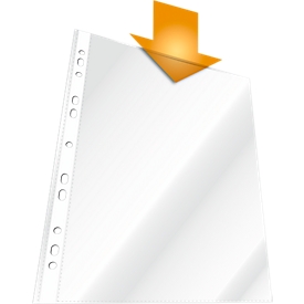 Pochettes perforées Business DURABLE, format A4, ouverture sur le dessus, 100 p., lisse, transparent