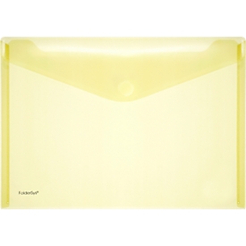 Pochettes porte documents transparentes en PP FolderSys, à fermeture par velcro, format A4 paysage, jaune, 10 pièces
