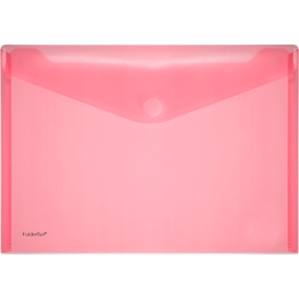Pochettes porte documents transparentes en PP FolderSys, à fermeture par velcro, format A4 paysage, rouge, 10 pièces