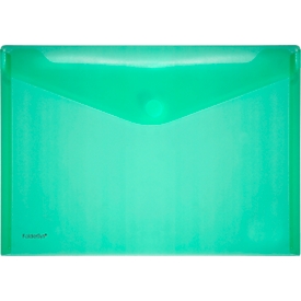 Pochettes porte documents transparentes en PP FolderSys, à fermeture par velcro, format A4 paysage, vert, 10 pièces