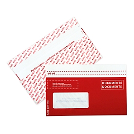 Pochettes pour bons de livraison Elco Quick Vitro, DIN long /C5/6), fenêtre à gauche, avec impression, adhésif, papier kraft, rouge, 250 pièces