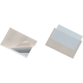 Pochettes pour cartes de visite Pocketfix® Durable, autocollantes, ouverture en haut, 92 x 62 mm, 100 pièces