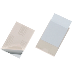 Pochettes pour cartes de visite Pocketfix® Durable, autocollantes, ouverture sur le côté, 92 x 62 mm, 100 pièces