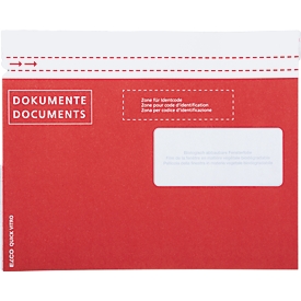Pochettes pour documents ELCO Quick Vitro C5 en papier, fenêtre à droite, inscription « Documents », double adhésif, perforées, 250 pièces