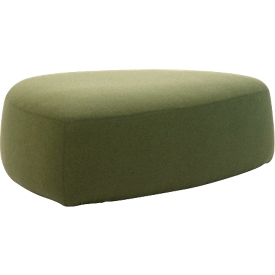 Poef GOGO Leyform, groot, ovaal, B 1240 x D 1090 x H 440 mm, met glijders, stoffen bekleding, mosgroen