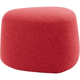 Poef GOGO Leyform, klein, ovaal, B 550 x D 515 x H 440 mm, met glijders, stoffen bekleding, rood