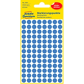 Points de marquage Avery 3591 - amovible - 416 unités - Ø 8mm - bleu