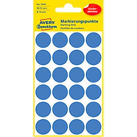 Points de marquage Avery 3595, amovible, 96 unités, Ø 18 mm, bleu