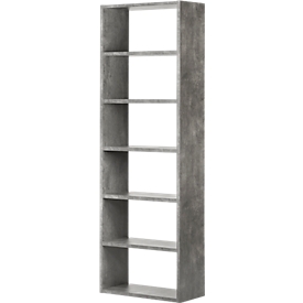 Pombal wandboekenkast, 6 OH, B 740 x D 340 x H 2240 mm, uitbreidbaar, betonkleurig