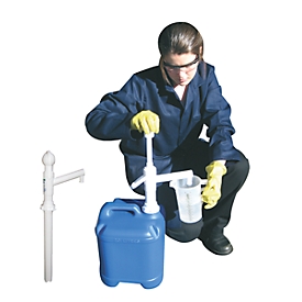 Pompe à main CEMO, plastique, 0,16 l/course, double effet, sécurité alimentaire, pour bidons jusqu'à 30 l