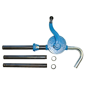 Pompe à manivelle CEMO, aluminium, 0,25 l/révolution, sortie courbe, pour fûts de 60/200 l